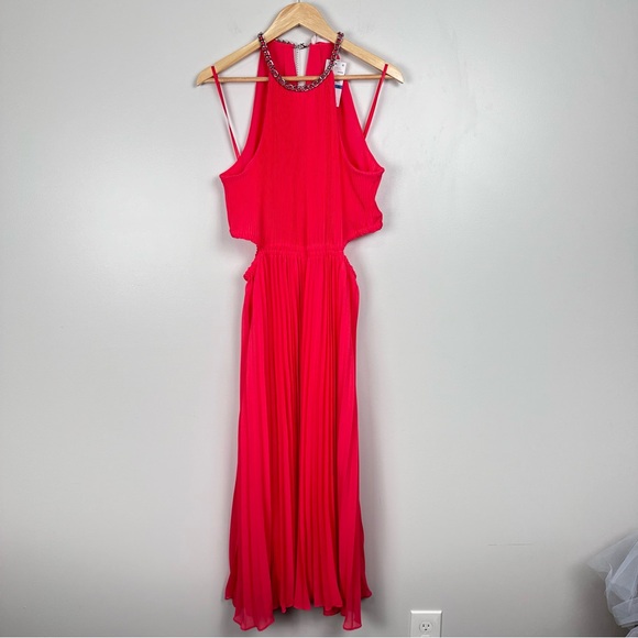 Michael Kors Georgette Pleated Cut Out Midi Dress Size XL - Picture 8 of 11